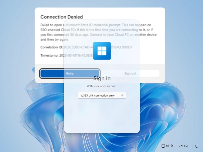 Windows 365 Link: Resolve Entra ID SSO Prompt Connection Error